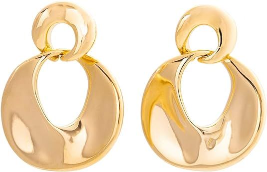 Amazon.com: Teitze Gold Dangle Earrings 18k Gold Plated S925 Silver Post Lightweight Drop Earring For Elegant Women Grls Gift (bead drop yellow): Clothing, Shoes & Jewelry
