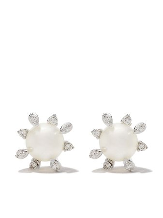 Yoko London 18kt white gold Trend freshwater pearl and diamond earrings - FARFETCH
