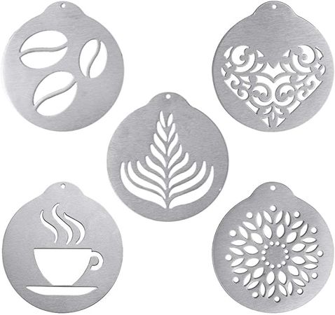 5 Pcs Stainless Steel Coffee Stencils,Latte Art Coffee Garland Mould Personalised Stencil for Coffee Cake Decorating : Amazon.co.uk: Home & Kitchen