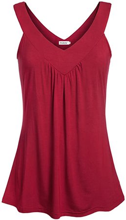 Ninedaily Womens Tops, Workout Tank Top for Women Pleated V Neck Tanks Vest Summer Wine