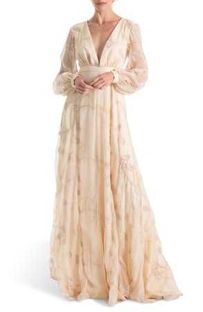 Embroidered Long Sleeve Wedding Dress, Main, color, CREAM Gwen Embroidered Long Sleeve Wedding Dress JOANNA AUGUST - Google Search