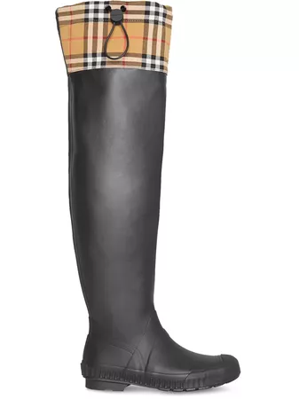 Burberry Vintage Check and Rubber Knee-high Rain Boots £320 - Fast Global Shipping, Free Returns