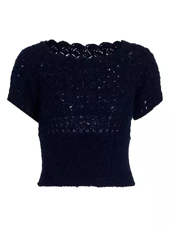 Shop Frederick Anderson Cropped Crochet Sweater | Saks Fifth Avenue