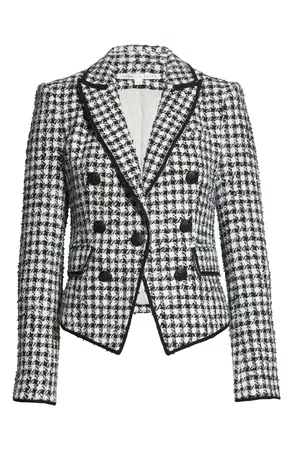 Veronica Beard Diego Metallic Check Cotton Blend Tweed Dickey Jacket | Nordstrom