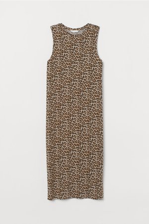 Sleeveless Jersey Dress - Beige/leopard print - Ladies | H&M US