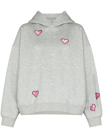 Natasha Zinko heart-embroidered drawstring hoodie - FARFETCH
