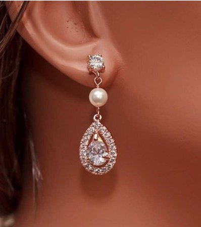 tear-drop rose-gold earrings