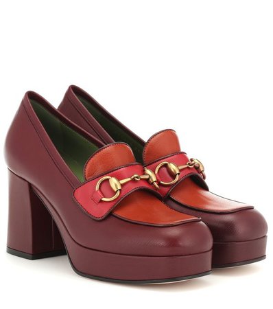 GUCCI Leather plateau loafer pumps