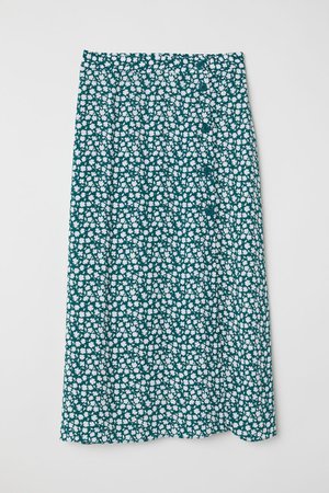 Crêpe skirt - Green/White floral - Ladies | H&M GB