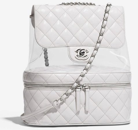 White Chanel Pvc Backpack