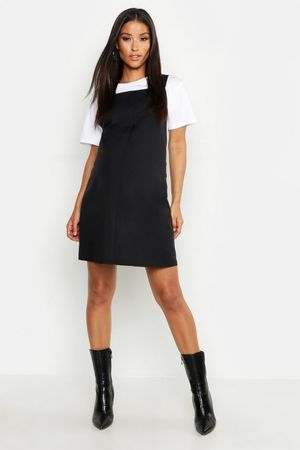 Maternity Woven Grow With Me Pinafore Dress | Boohoo