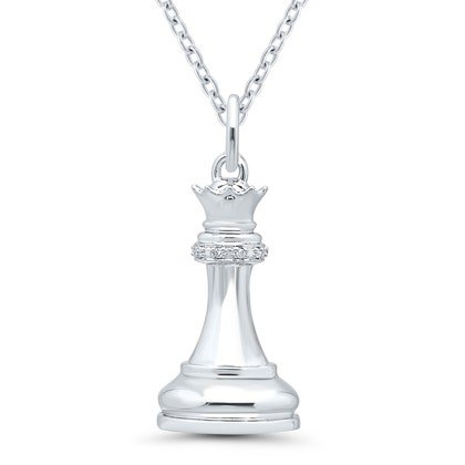 Queen Chess Piece Pendant in Sterling Silver