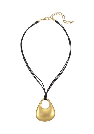 Belk Gold Tone 18 Inch Short Open Teardrop Pendant Necklace on Black Cord