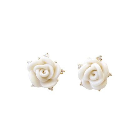 White Cloud Porcelain Rose Stud Earrings | POPORCELAIN | Wolf & Badger