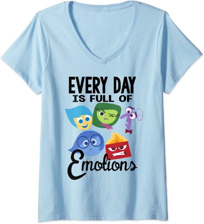 Amazon.com: Womens Disney Pixar Inside Out Every Day Emotions V-Neck T-Shirt: Clothing