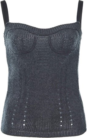 Valentino Ribbed-Knit Wool-Cashmere Tank Top