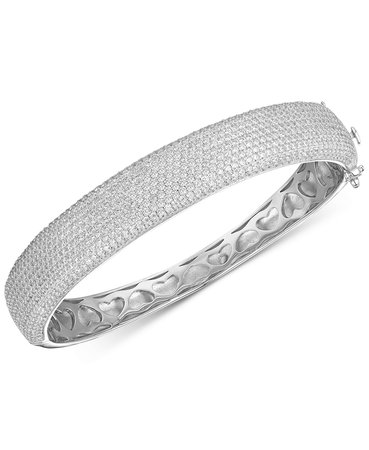 Sterling Silver Tiara Cubic Zirconia Pavé Statement Bangle Bracelet