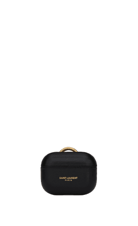 SAINT LAURENT PARIS AIRPODS CASE COVER IN SMOOTH LEATHER