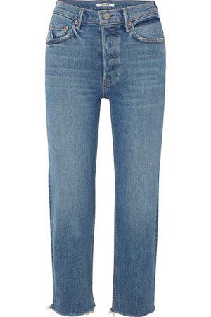 GRLFRND | Helena cropped distressed mid-rise straight-leg jeans | NET-A-PORTER.COM
