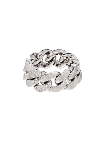 SHAY 18kt White Gold Pavé Diamond Link Ring - Farfetch
