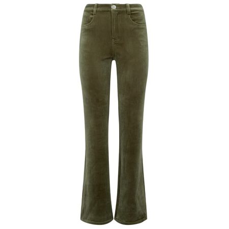 Velvet Cord Flare Trousers In Green | Traffic People | Wolf & Badger