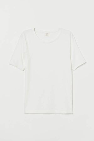 Ribbed Jersey Top - White