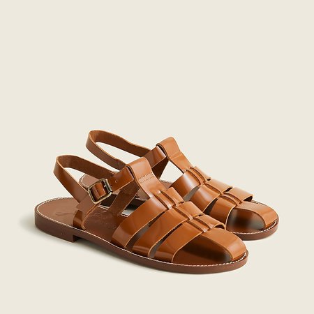 J.Crew: Fisherman Sandals In Shiny Spazzolato Leather For Women