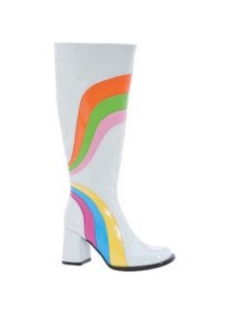 white rainbow gogo boots shoes
