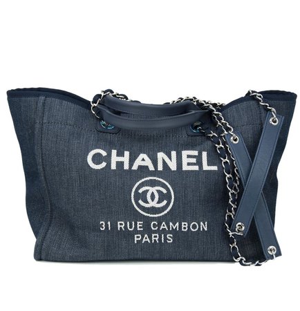 Chanel Deauville Large Denim Tote For Sale at 1stdibs