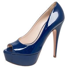 Prada blue platform open toe heels