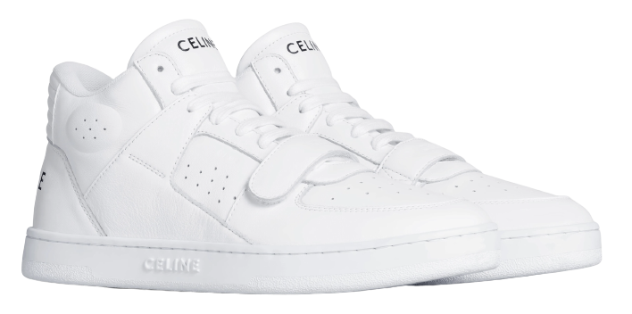 CELINE CT-02 CELINE TRAINER MID SNEAKER WITH SCRATCH IN CALFSKIN OPTIC WHITE
