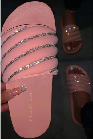 pink rhinestone slides