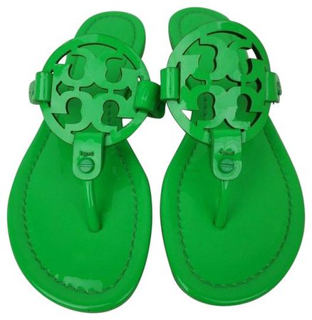 Tory Burch Green Miller Flip Flops Neon Patent Leather Sandals Size US 5 Regular (M, B) - Tradesy