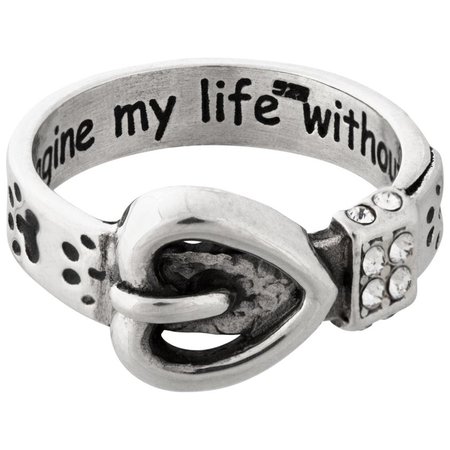 My Life Paw Print Collar Sterling Ring | The Animal Rescue Site