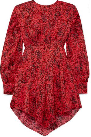 Alessandra Rich - Leopard-print Silk-jacquard Mini Dress - Red