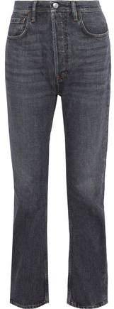 Log Faded High-rise Straight-leg Jeans