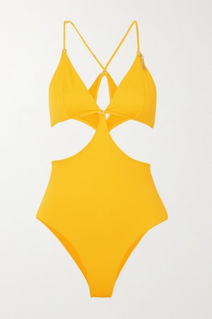 Yellow Embellished cutout swimsuit | Stella McCartney | NET-A-PORTER