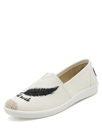Feather Embroidery Slip On Sneakers