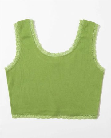 green lace edge crop top