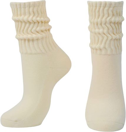 Amazon.com: Intgoodluckycc Beige Slouch Socks for Women, Chunky Stacked Scrunch Socks (1 Pair - Beige) : Clothing, Shoes & Jewelry
