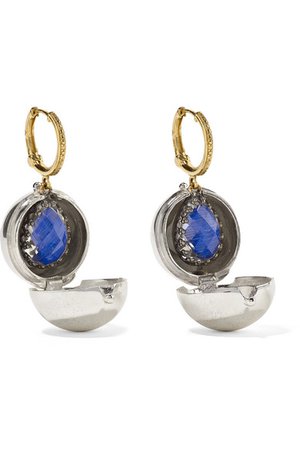 Larkspur & Hawk | Lady Jane small 14-karat gold, sterling silver and rhodium-dipped quartz earrings | NET-A-PORTER.COM