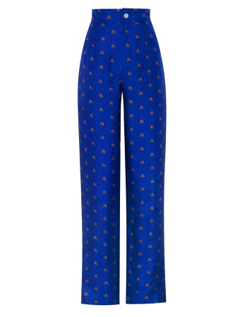 Lisou | Salome Blue Rainbow Print Trousers - 100% Silk