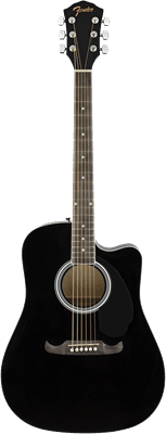 Fender FA-125CE Dreadnought, Diapasón nogal, Black, Acustic guitar