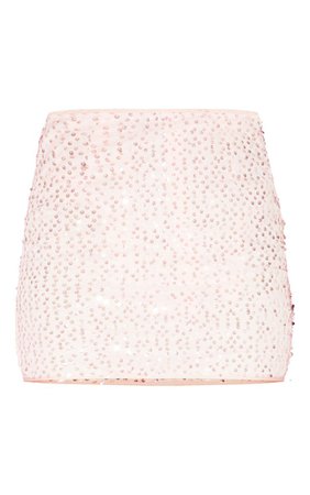 Light Pink Mesh Sequin Mini Skirt | Co-Ords | PrettyLittleThing USA
