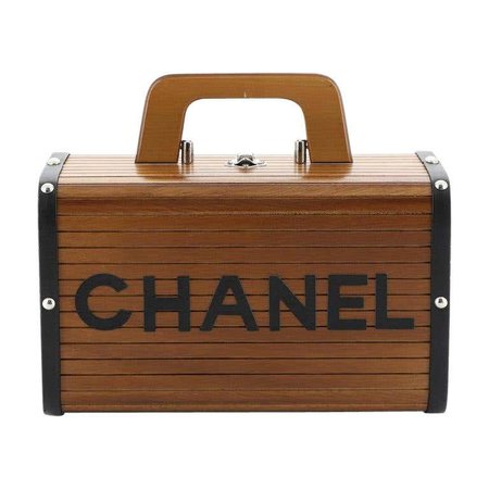 Chanel Vintage CC Logo Trunk Case Wood at 1stdibs