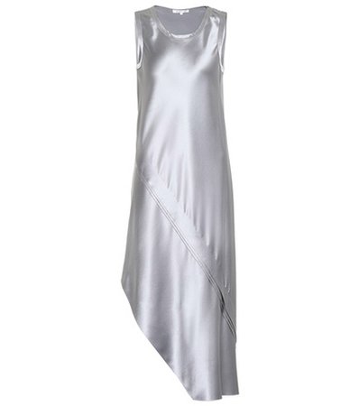 Asymmetric silk-satin dress