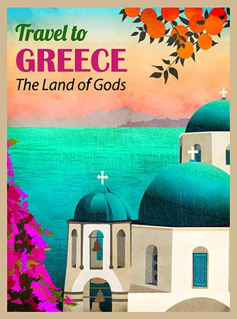 Amazon.com: A SLICE IN TIME Travel to Greece Greek The Greek Isle Santorini Island Retro Travel Home Collectible Wall Decor Advertisement Art Poster Print. 10 x 13.5 inches: Posters & Prints