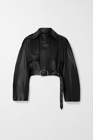 Krista oversized belted leather jacket