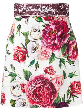 Dolce & Gabbana rose print brocade mini skirt