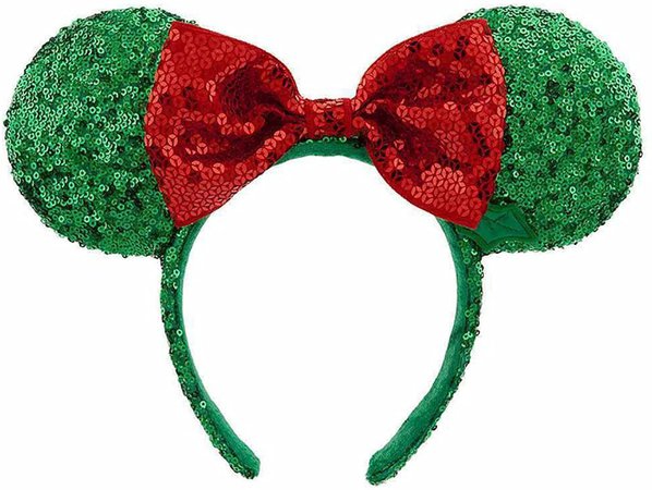 Disney Parks Minnie Mouse Holly Jolly Christmas Ears Headband w/ Red Bow at Amazon Women’s Clothing store